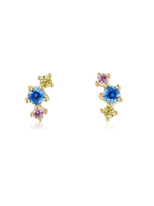 candy Brass Cubic Zirconia Multi Color Bowknot Cute Stud Earring