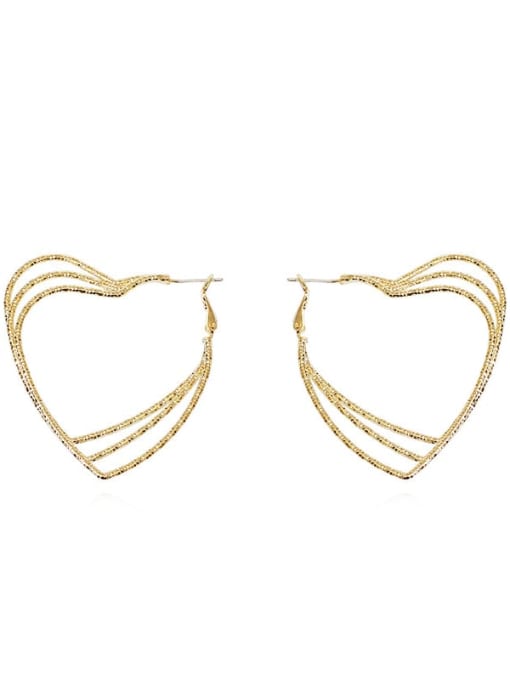 HYACINTH Copper Hollow Heart Minimalist Multi-layer Stud Trend Korean Fashion Earring 0