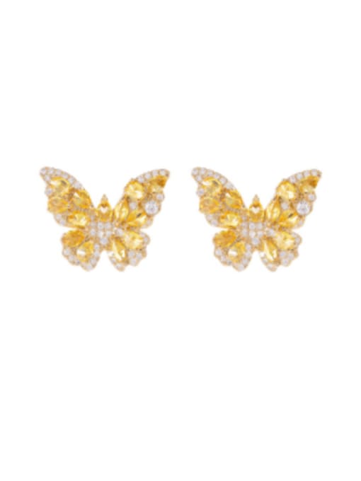 OUOU Brass Cubic Zirconia Butterfly Luxury Stud Earring 0