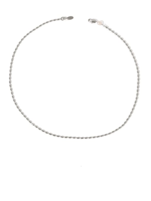 platinum Brass Freshwater Pearl Geometric Minimalist Necklace