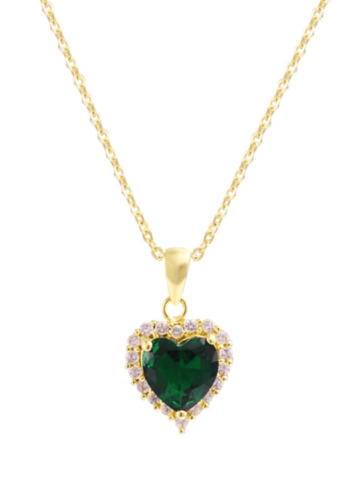 COLSW Brass Cubic Zirconia Heart Minimalist Necklace 3