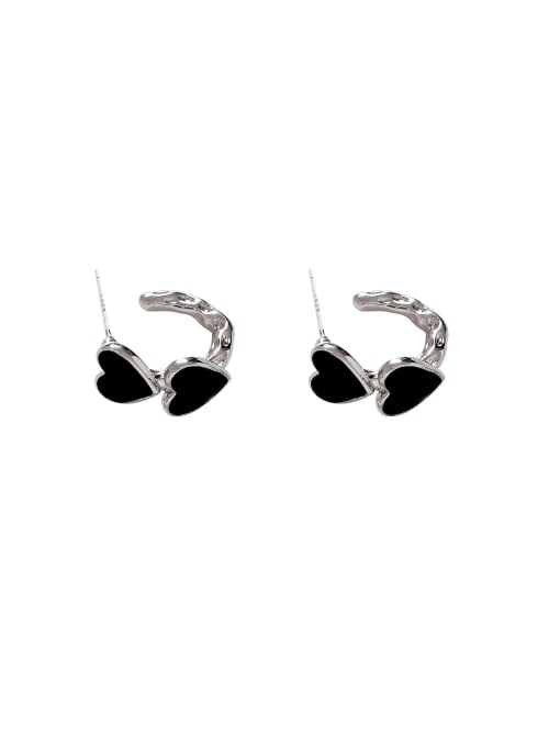 HYACINTH Brass Enamel Heart Minimalist Stud Earring 2