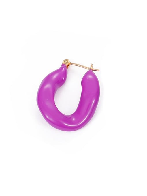 Purple (single sale) Brass Enamel Geometric Minimalist Single Earring