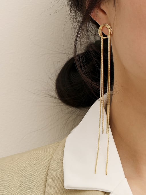 HYACINTH Brass Tassel Minimalist Threader Trend Korean Fashion Earring 1