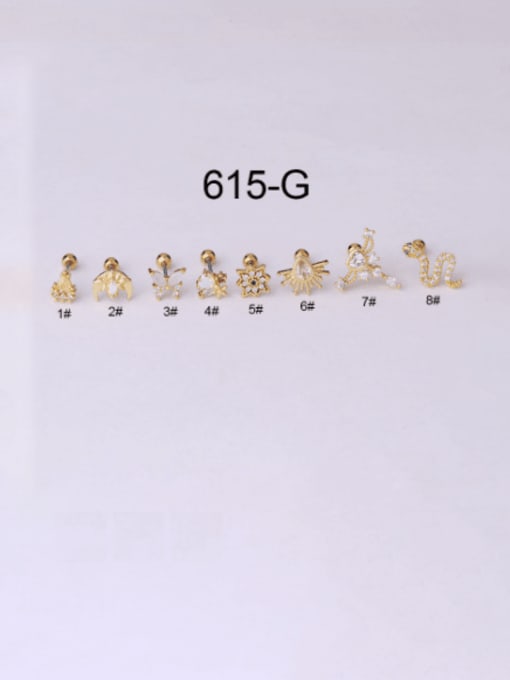 gold ( Single Only One) Brass  Cubic Zirconia Moon Cute  Butterfly Stud Earring(Single Only One)