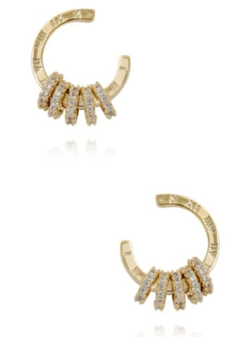 14k gold Copper Cubic Zirconia Geometric Cute Huggie Trend Korean Fashion Earring