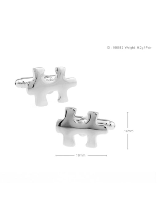 ThreeLink Brass Irregular Trend Building block puzzle Cuff Link 2