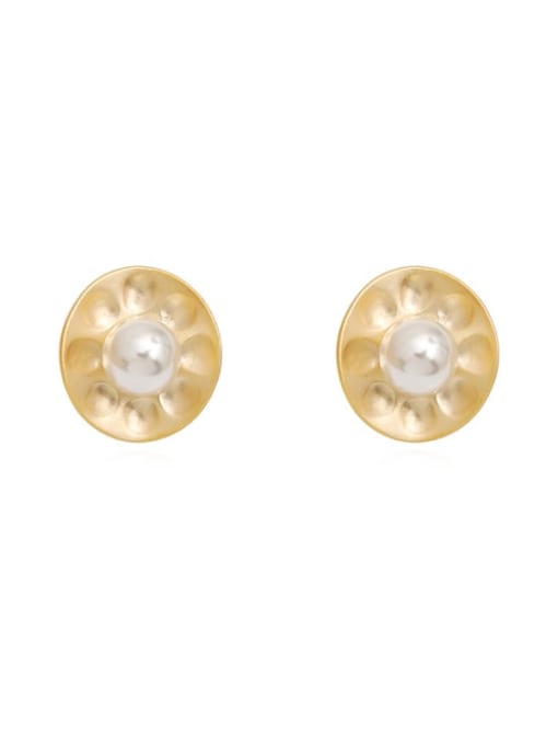 HYACINTH Copper Imitation Pearl Flower Minimalist Stud Trend Korean Fashion Earring 0