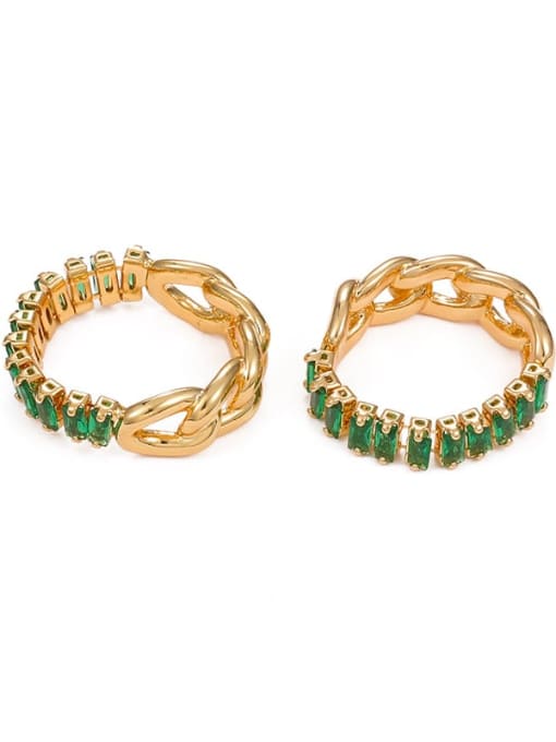 Emerald zircon Brass Cubic Zirconia Geometric Minimalist Band Ring