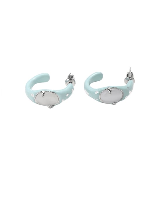 2212BJ20035YZ Brass Enamel Geometric Minimalist Stud Earring
