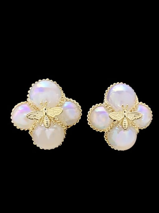 SUUTO Zinc Alloy Imitation Pearl Flower Minimalist Stud Earring 1