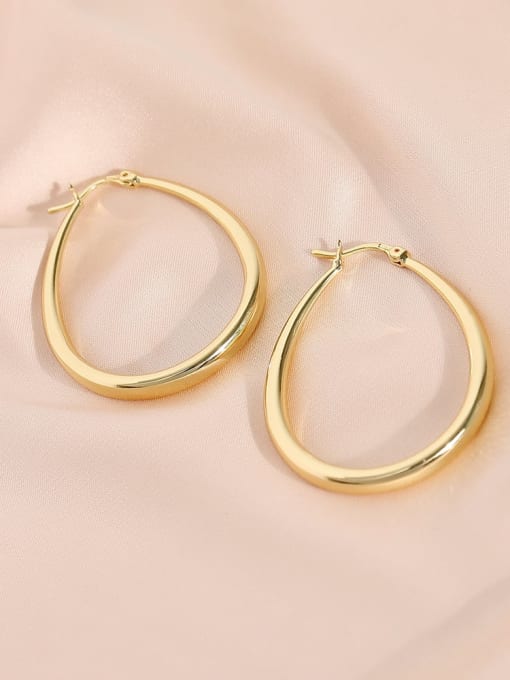 14k gold Brass Holllow Geometric Minimalist Huggie Earring