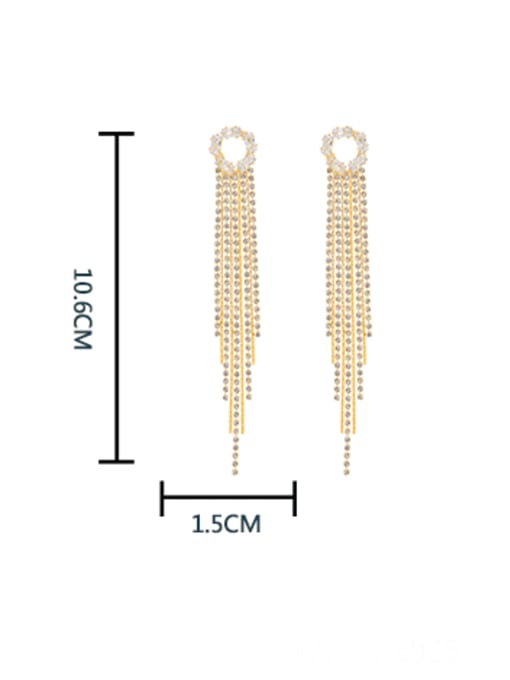 HYACINTH Brass Cubic Zirconia Tassel Minimalist Threader Earring 1