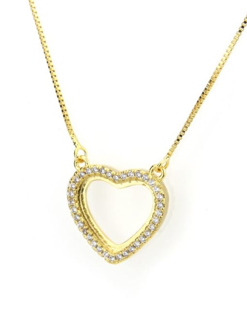 renchi Brass Cubic Zirconia Heart Dainty Necklace 1