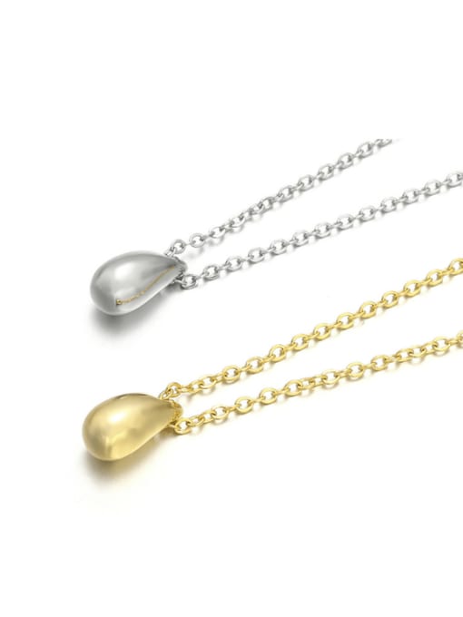 Five Color Brass Water Drop Minimalist Stainless steel Chain Necklace 3