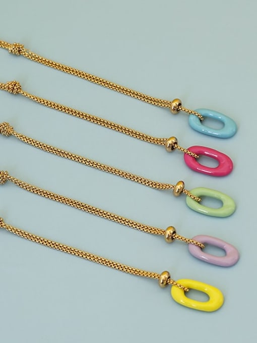 Five Color Brass Enamel Geometric Vintage Multi Strand Necklace 2