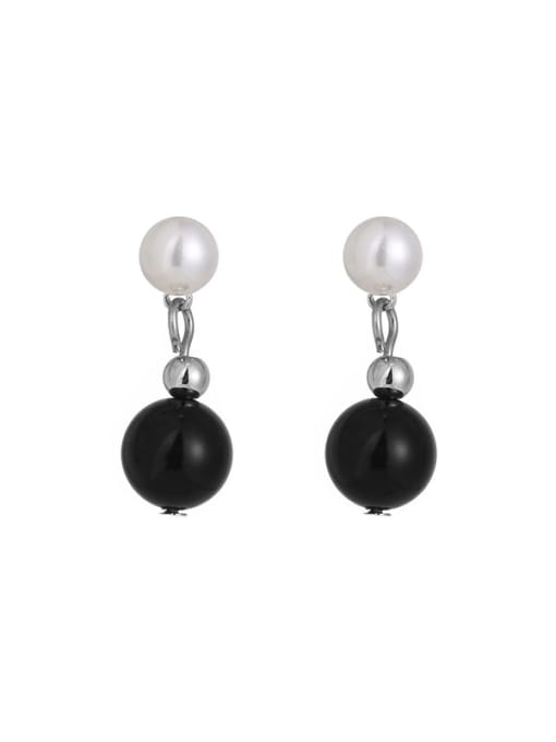 ACCA Brass Imitation Pearl Geometric Hip Hop Drop Earring 3