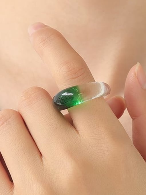 Five Color Hand Glass  Geometric Minimalist Band Ring 2