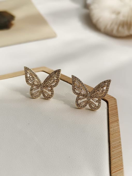HYACINTH Copper Cubic Zirconia Butterfly Dainty Drop Trend Korean Fashion Earring 3