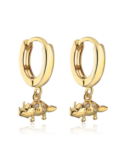 41017 Brass Cubic Zirconia Dragon Vintage Huggie Earring