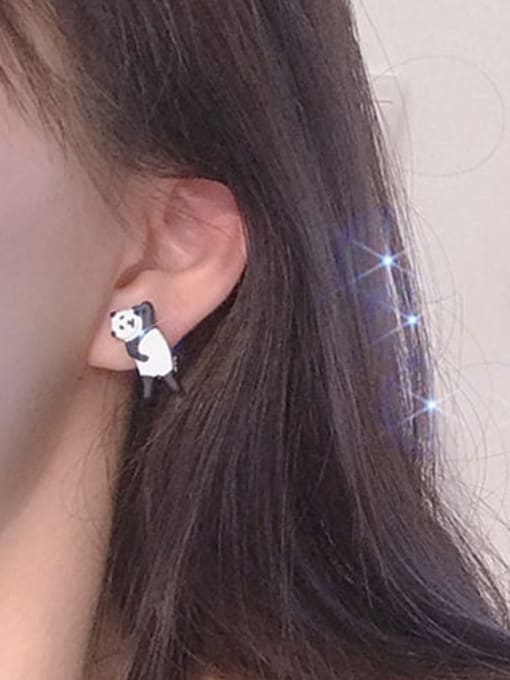 Five Color Alloy Enamel Panda Minimalist Stud Earring 1