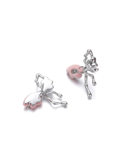 Pink earrings Brass Enamel Bowknot Trend Stud Earring
