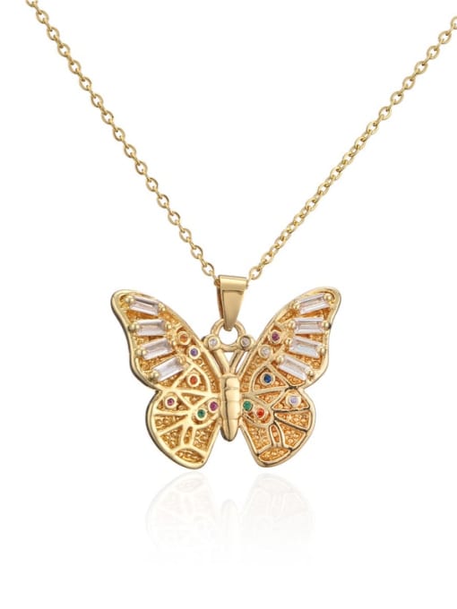 AOG Brass Rhinestone  Trend Butterfly Pendant Necklace 1