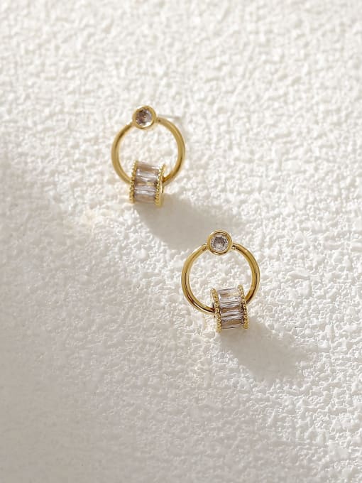 HYACINTH Brass Cubic Zirconia Geometric Minimalist Huggie Earring