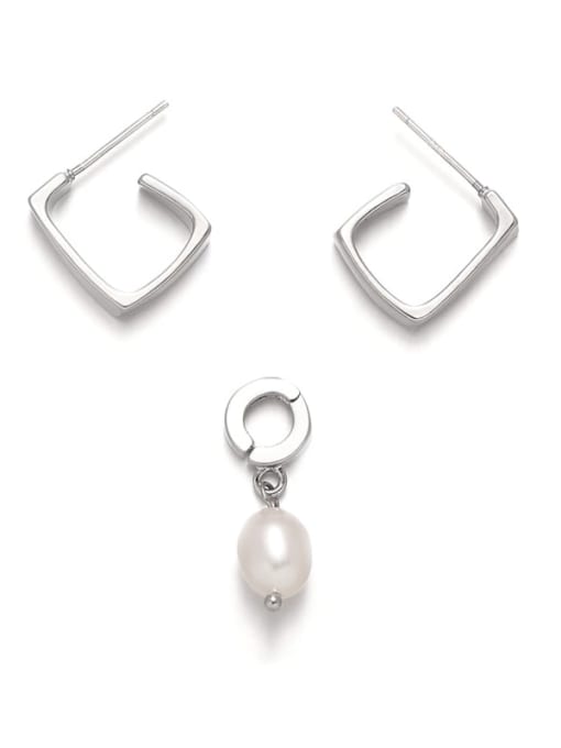 Earrings, a pearl pendant Brass Geometric Minimalist Stud Earring
