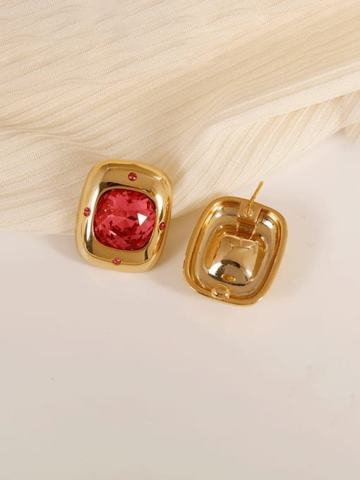 HYACINTH Brass Glass Stone Geometric Minimalist Stud Earring 1