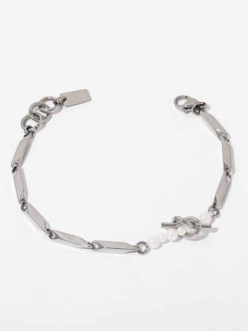 Titanium steel bracelet Titanium Steel Imitation Pearl Irregular Hip Hop Link Bracelet