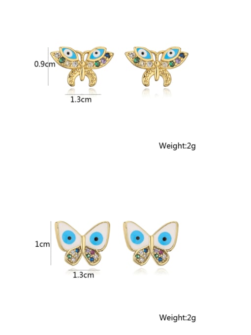 AOG Brass Cubic Zirconia Enamel Butterfly Cute Stud Earring 4