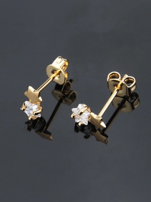 renchi Brass Cubic Zirconia Star Minimalist Stud Earring 2