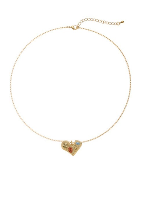Heart Necklace Brass Cubic Zirconia Heart Trend Necklace