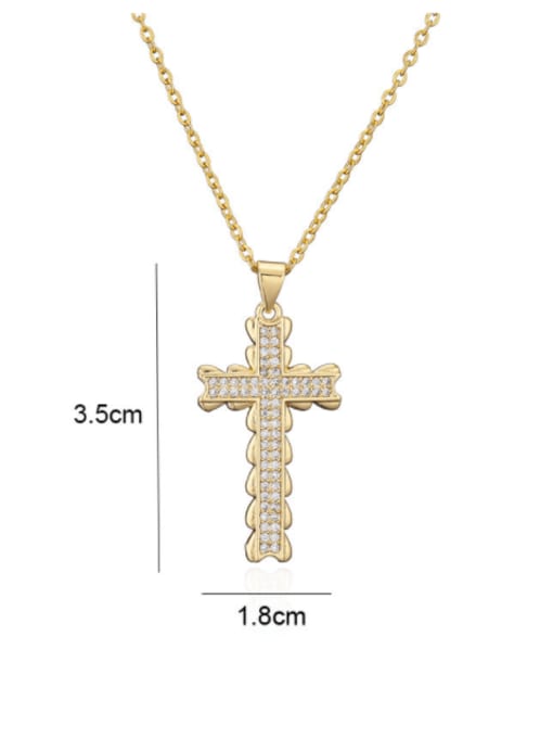 AOG Brass Cubic Zirconia  Vintage Cross Pendant Necklace 3
