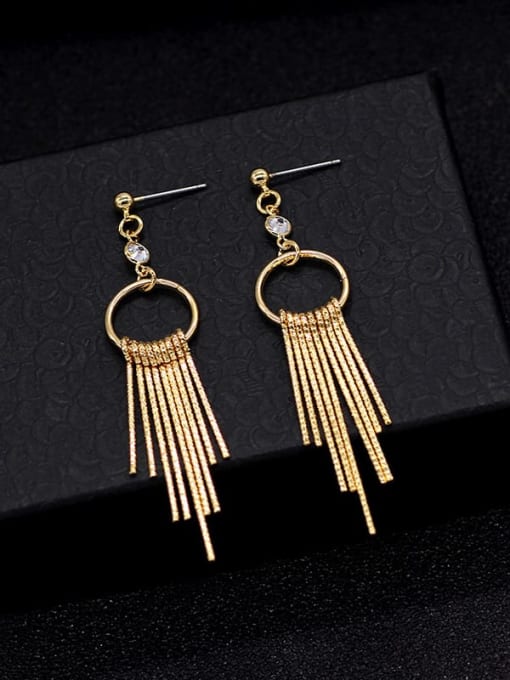 18 K gold Copper Tassel Minimalist Drop Trend Korean Fashion Earring