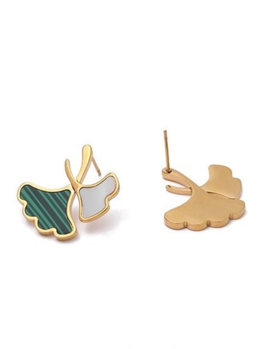 Ginkgo Leaf Earrings Brass Enamel Leaf Cute Stud Earring