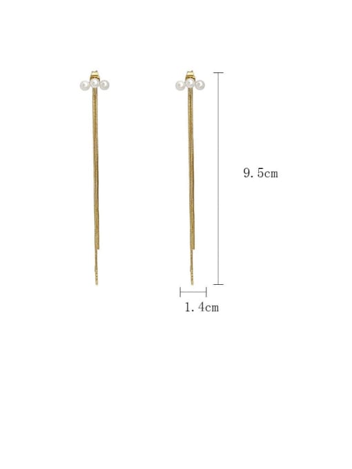 YOUH Brass Imitation Pearl Tassel Trend Threader Earring 3