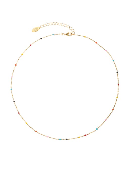 Necklace Style 1 Brass Bead  Minimalist Rainbow Bracelet and Necklace Set