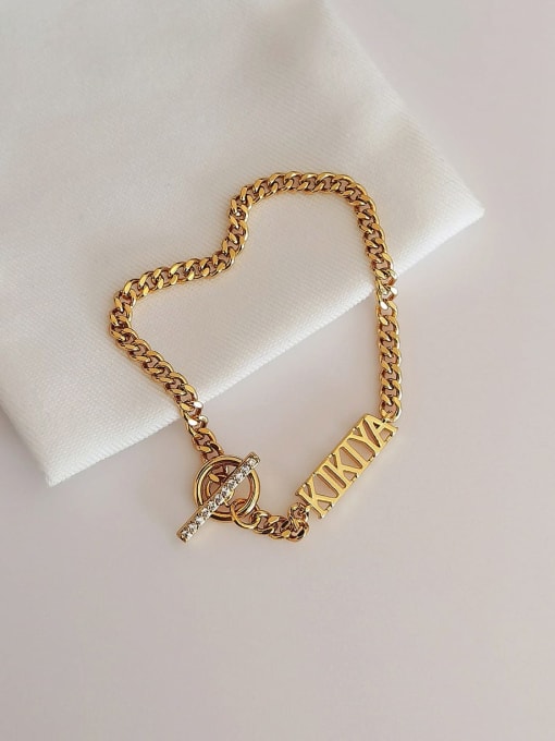 HYACINTH Brass Letter Minimalist Link Bracelet 0