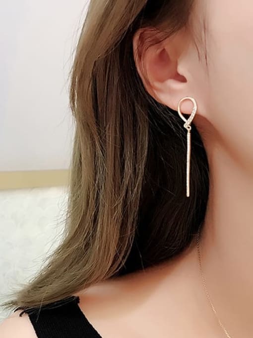 HYACINTH Copper Cubic Zirconia Tassel Dainty Cluster Trend Korean Fashion Earring 1