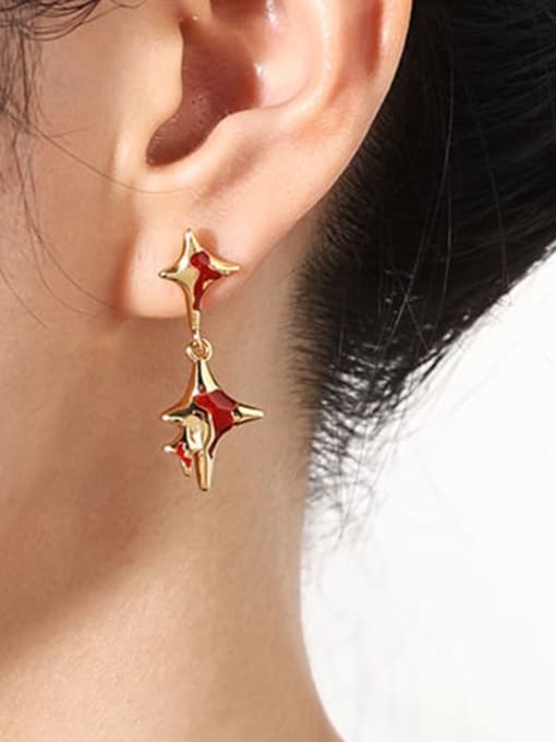 TINGS Brass Enamel Star Vintage Drop Earring 1