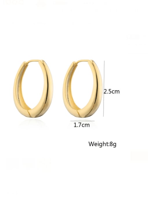 AOG Brass Smooth Geometric Minimalist Huggie Earring 2