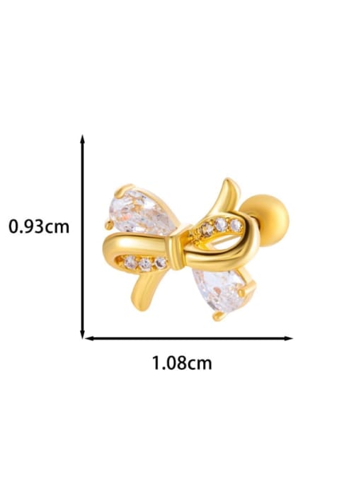 2 golden yellow Stainless steel Cubic Zirconia Heart Trend Single Earring