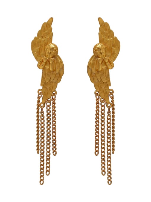 HYACINTH Brass Wing Tessel Vintage Drop Earring