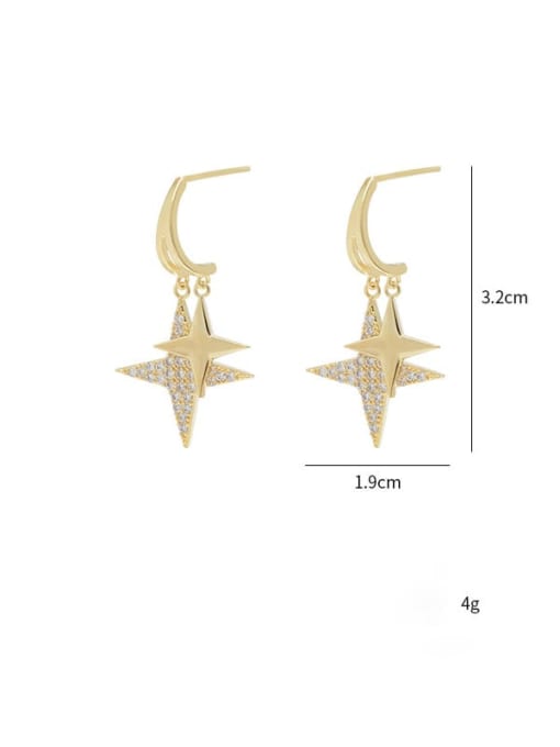 YOUH Brass Cubic Zirconia Star Dainty Drop Earring 1