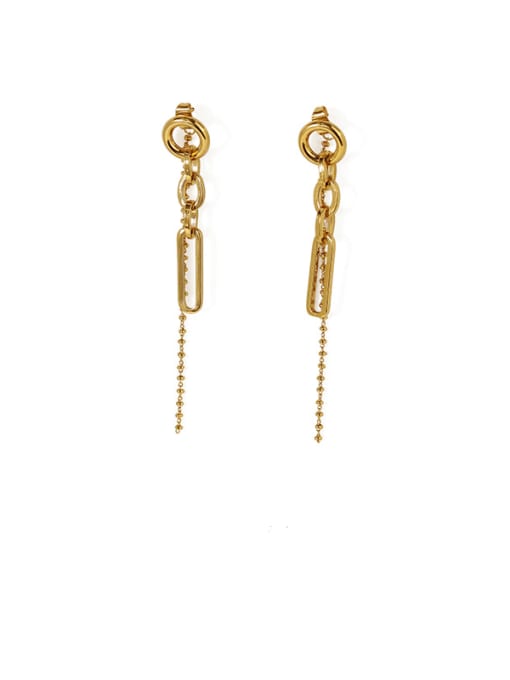 (pre sale) gold Brass Hollow geometry Tassel Vintage Threader Earring