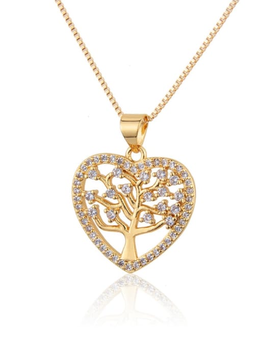 Gold plated white zirconium Brass Rhinestone Heart Minimalist Necklace