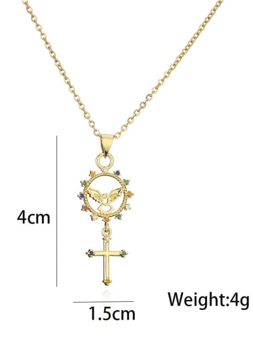 AOG Brass Cubic Zirconia Key Vintage Cross Pendant Necklace 1