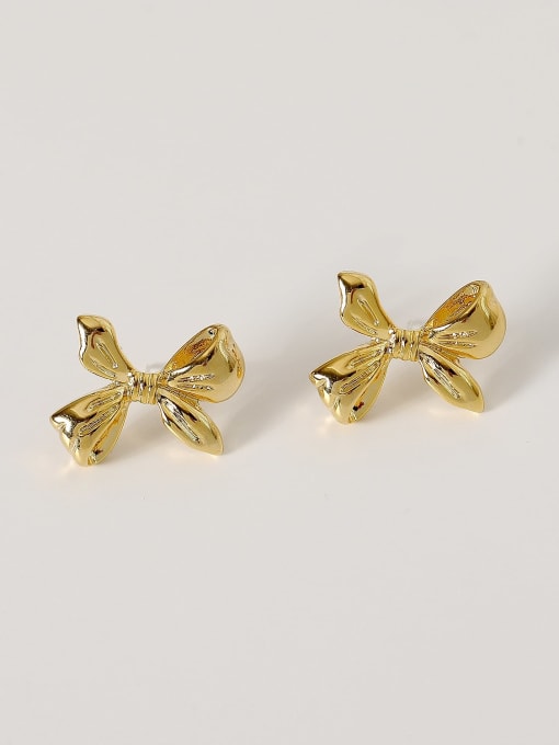 14k Gold Brass Bowknot Cute Stud Trend Korean Fashion Earring